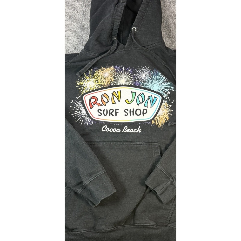 Ron Jon Surf Shop Hoodie Cocoa‎ Beach Black Fireworks Graphic Pullover Size M - Picture 2 of 9